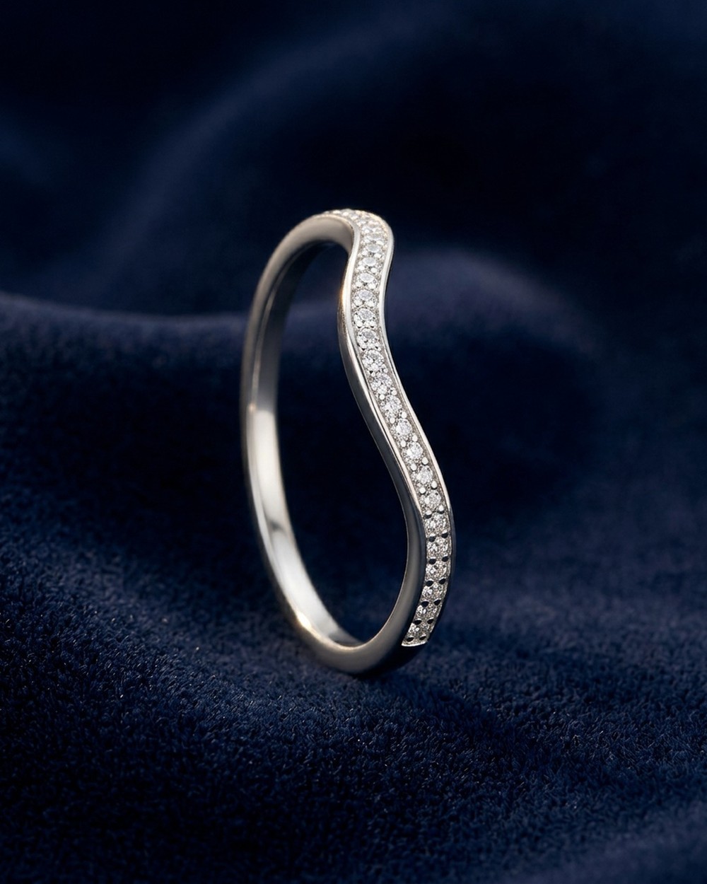 Silver Crystal Wave Ring